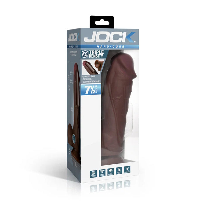JOCK HARD-CORE TRIPLE DENSITY DILDO W/ BALLS 7.5" DARK