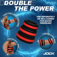 JOCK ENHANCERS SILICONE COCK RING SET 3PC OF 2-IN-1